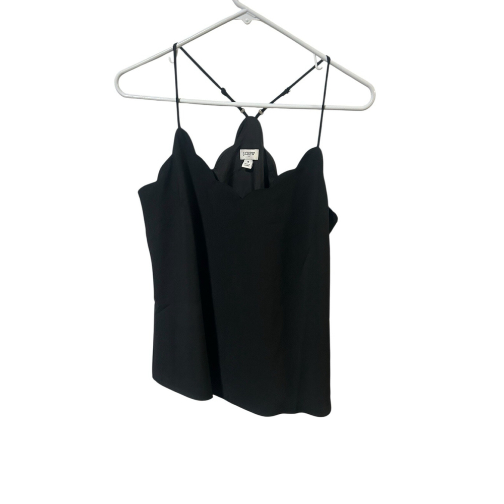 J. Crew Size 4 Black‎ Scalloped Racerback Tank Top